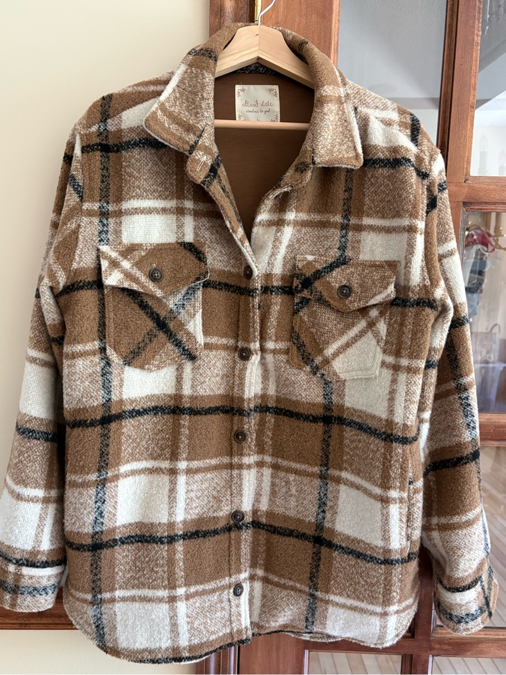 Altar'd State plaid flannel Shirt Jacket size Large